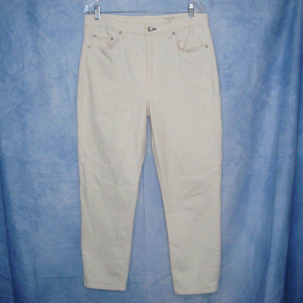 Rag & Bone Nina High Rise Ankle Cigarette Leg Jeans Women's Size 32 Ecru